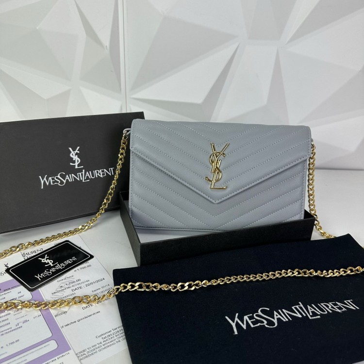 YVES SAİNT LAURENT (YSL) QUİLTED ZARF CAVİAR GRİ